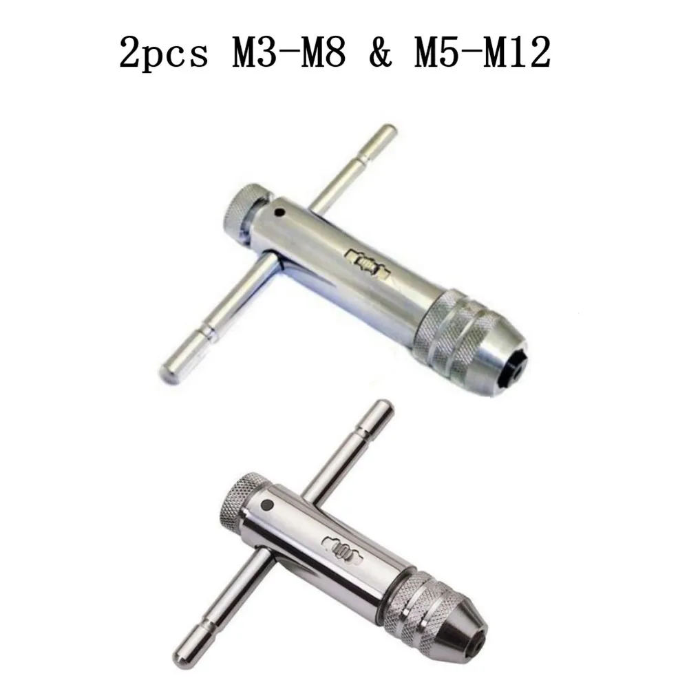 

2PC Tap Wrench Kit M3-M8 And M5-M12 Taps Galvanized Single-ended 45# Steel Tap Wrench Metalworking Tools Set