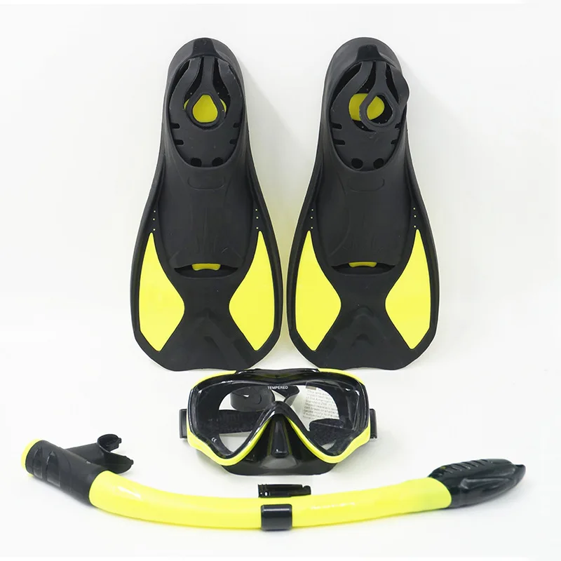 3 piece set Professional Mask Underwater Snorkeling Snorkel Flipper Scuba Diving Mask Equipment Diving Glasses HD Anti Fog Scuba