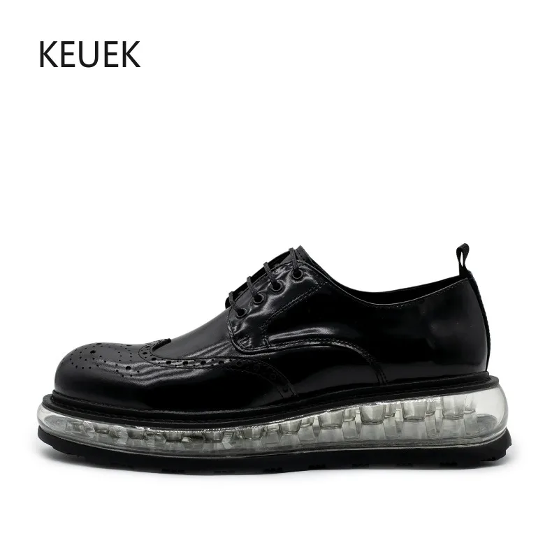 

Luxury Design Men Brogue Shoes Genuine Leather Thick Sole British Oxford Shoes Lace-up Flats Business Dress Designer Shoes 2A