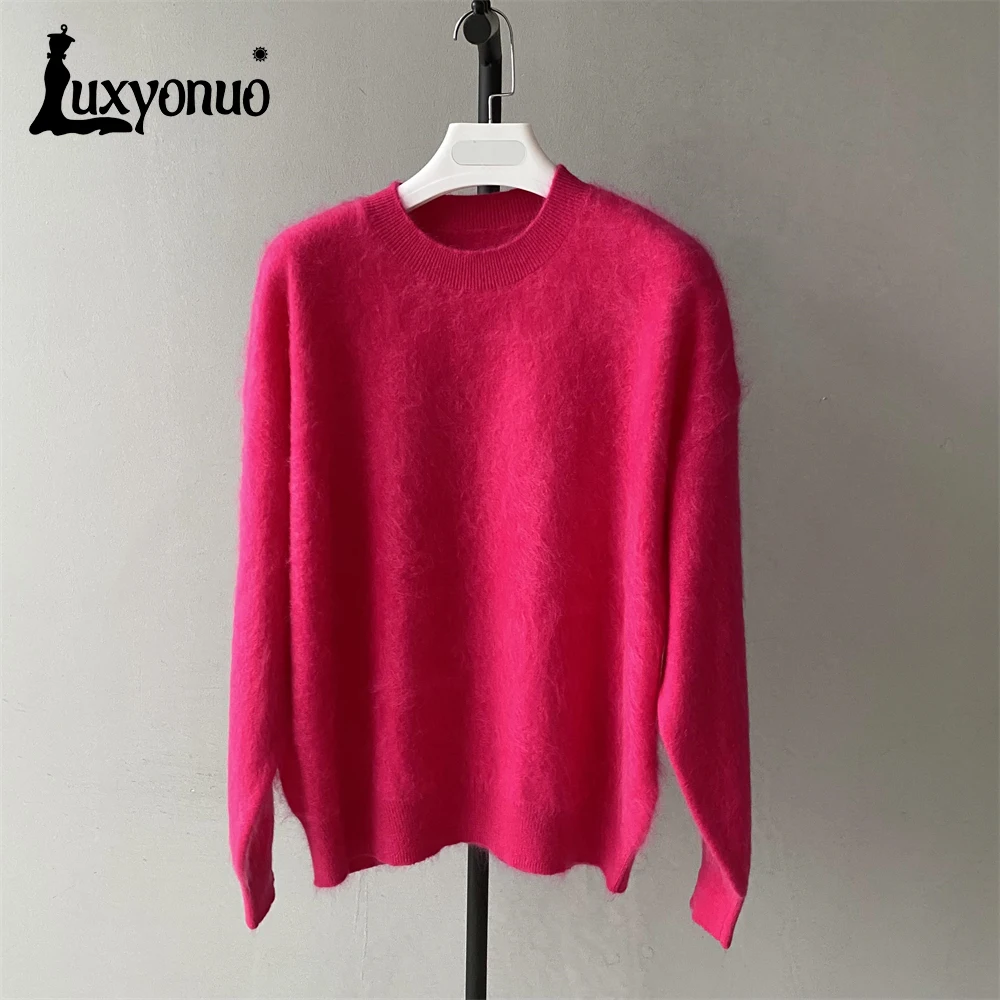 Роскошный женский кашемировый свитер Luxyonuo Дамский модный пушистый пуловер с