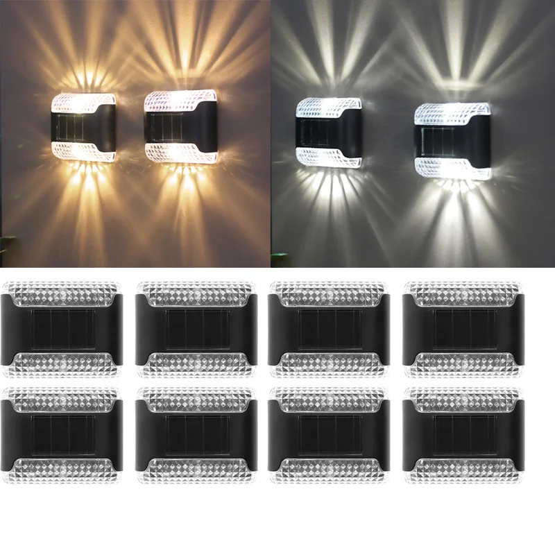 

4PCS LED Solar Lights Waterproof Solar Step Deck Lamps For Garden Fence Courtyard Lighting Outdoor Street Spotlights Drop
