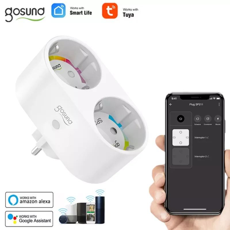 

2 IN 1 EU Plug Smart WIFI Socket Power Adapter Smart Plug Socket Outlet Remote Control Timer For Google Home IFTTT Amazon Alexa