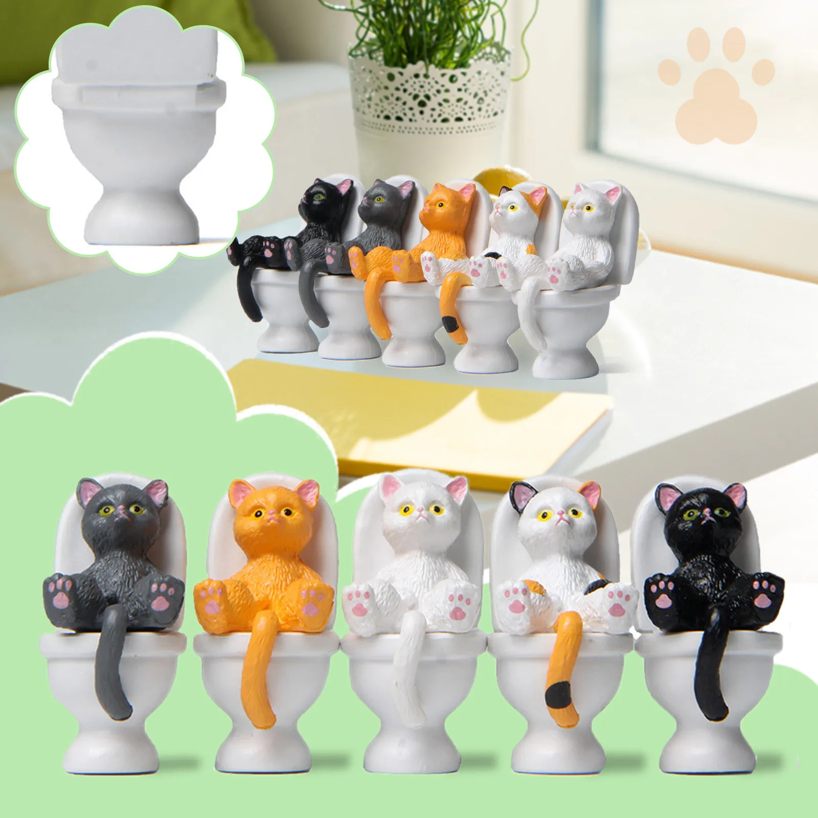 

Creative Sitting The Toilet Lying Down Toilet Pet Desktop Cartoon Landscaping Doll Ornament Decorations Room Standing Post Toy