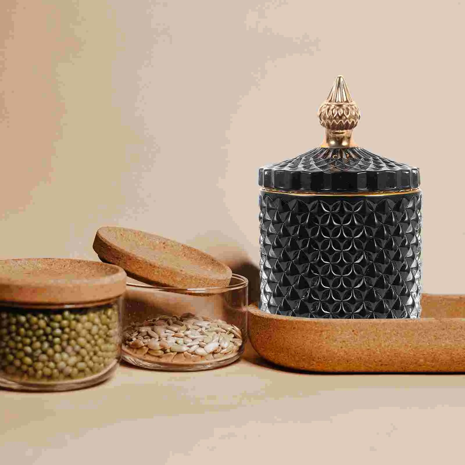 

Glass Apothecary Jars Tight Seal Canisters Decorative Jar Cotton Balls Jar Coffee Bean Storage Kitchen Storage Jars