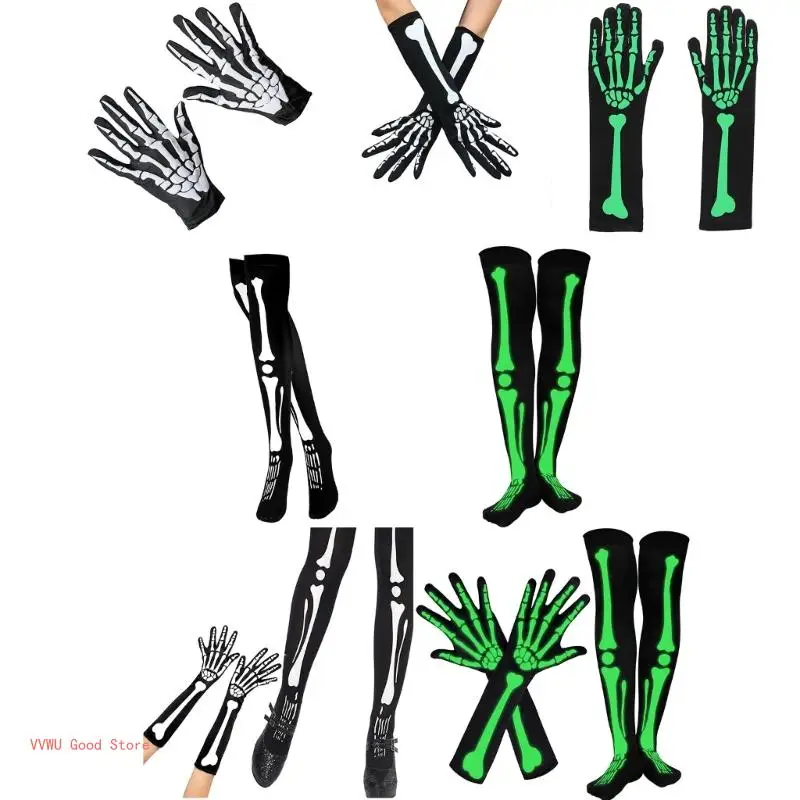 

Halloween Skeleton Gloves Glowing Glove Stocking Household Decoration for Home Festival Holiday Party Decoration