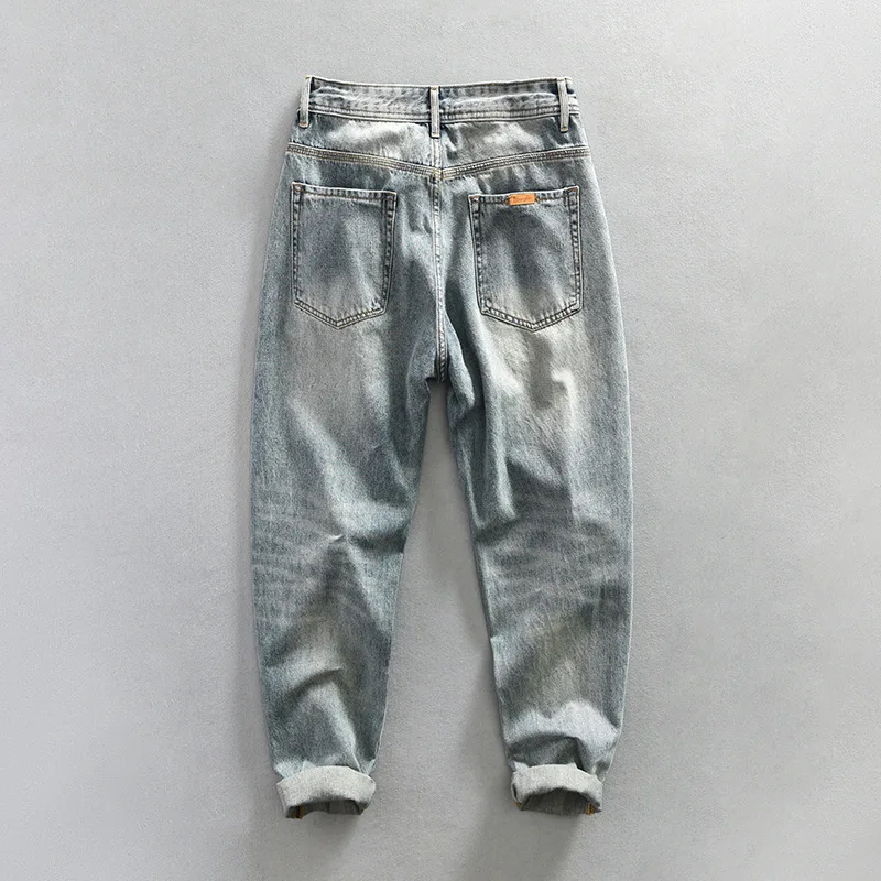 2023 Spring Summer New Vintage Jeans for Men Clothing Casual Washed Soft Cotton Streetwear Oversize Men Trousers A1016