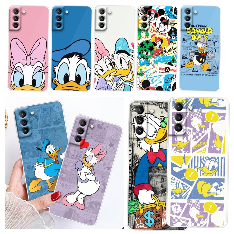 

Duck Donald Cartoon Phone Case Transparent For Samsung Galaxy S22 S21 S20 FE S10 S10E S9 S8 Plus Ultra Pro Lite S7 Edge