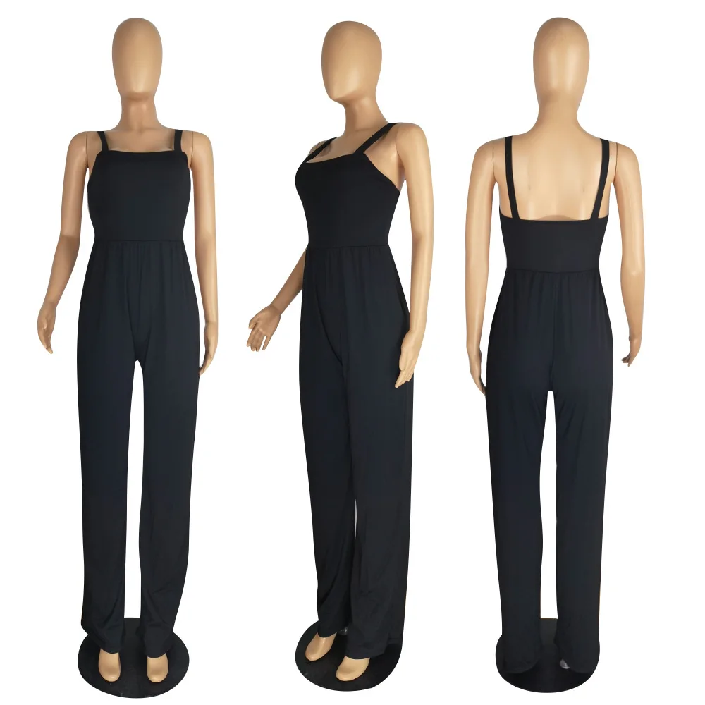 LEOSD Fashion Womens Overalls Elegant Solid Straples Straight Pants Casual One Piece Jump Suits for Women Ladies Jumpsuit