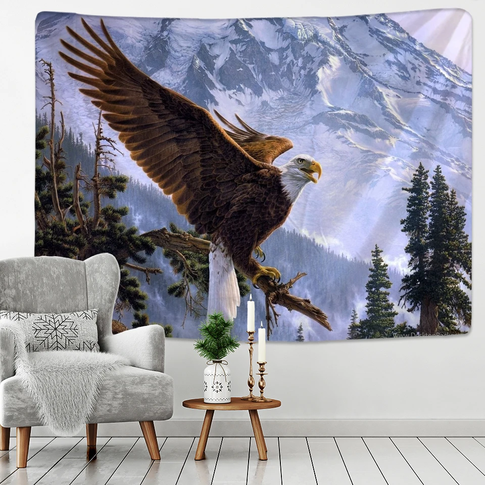 

Blue sky and white clouds beach mat travel mattress small fresh bohemian home decoration eagle flying tapestry wall hanging