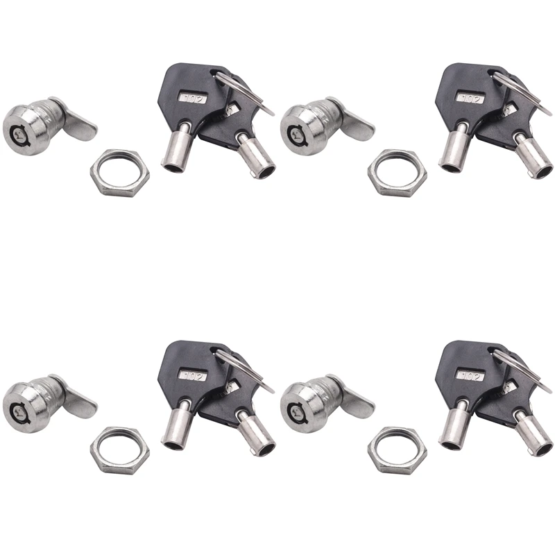

4X Cabinet Door Quarter Turn Security Tubular Cam Lock W Keys