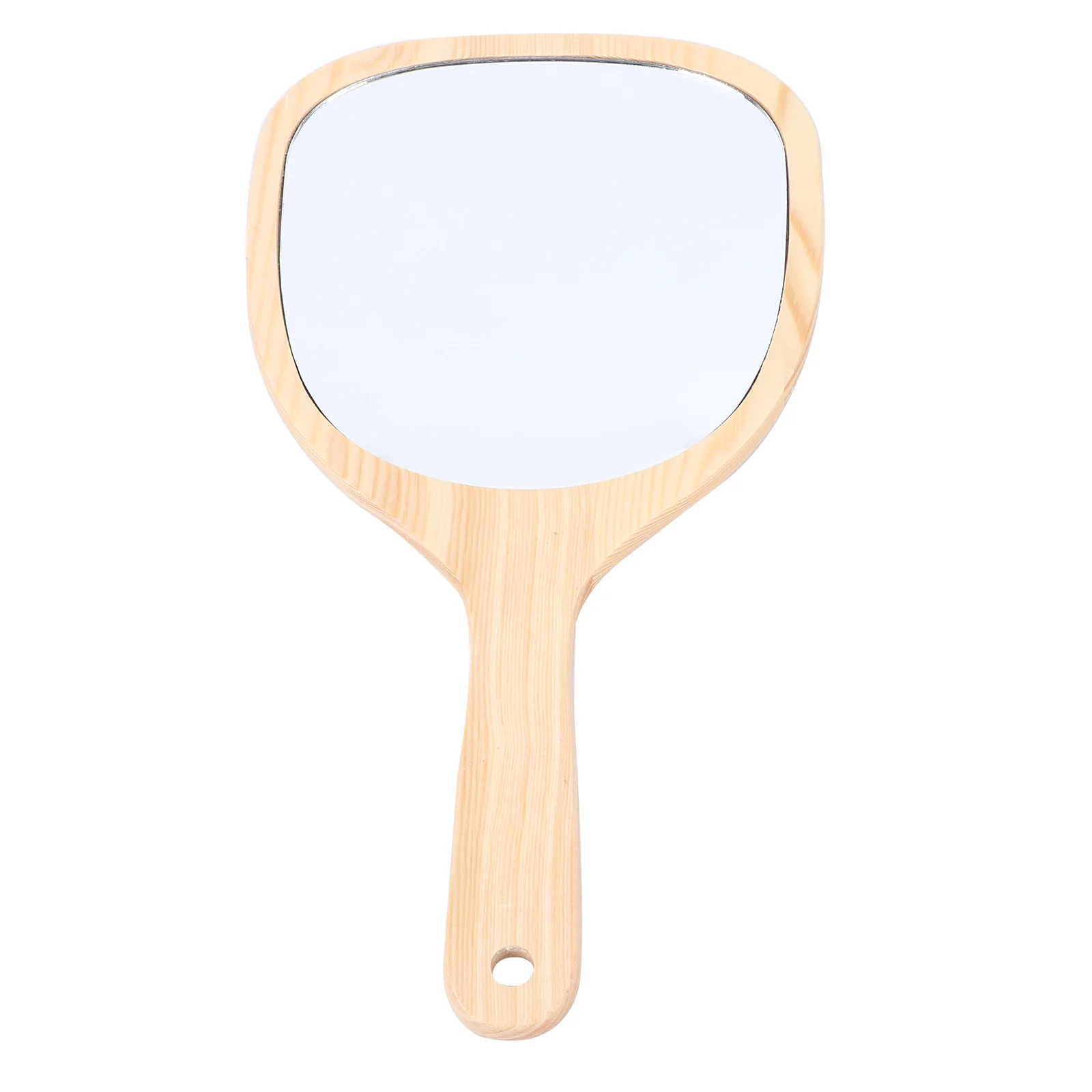 

Mirror Vanity Hand Makeup Handheld Handle Travel Mirrors Wood Bathroom Woodenbarber Retro Hairdressingwall Mounted Salon Framed