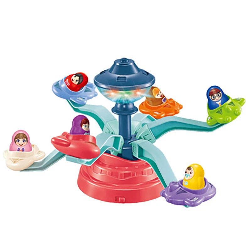 

Electric Plane Rotating Light And Music Playground Ferris Wheel Friends Park Girl Figures City Toys For Children Gift