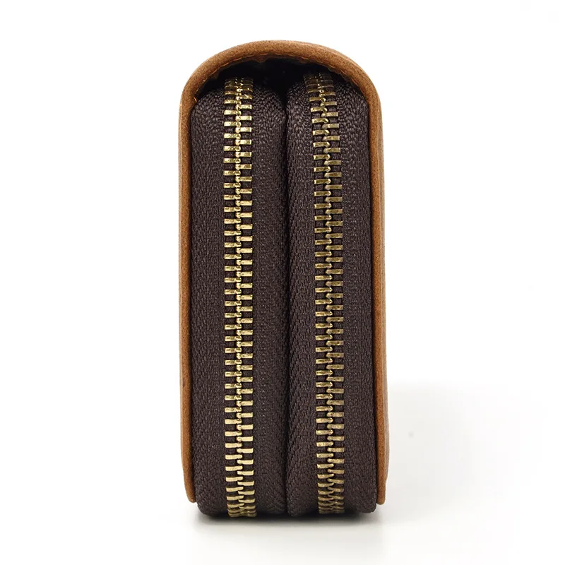 Men's Leather Long Wallet Card Holders For Men Luxury Brand Bag Coin Purses Double Zipper High Capacity Wallet Men Clutch Bag