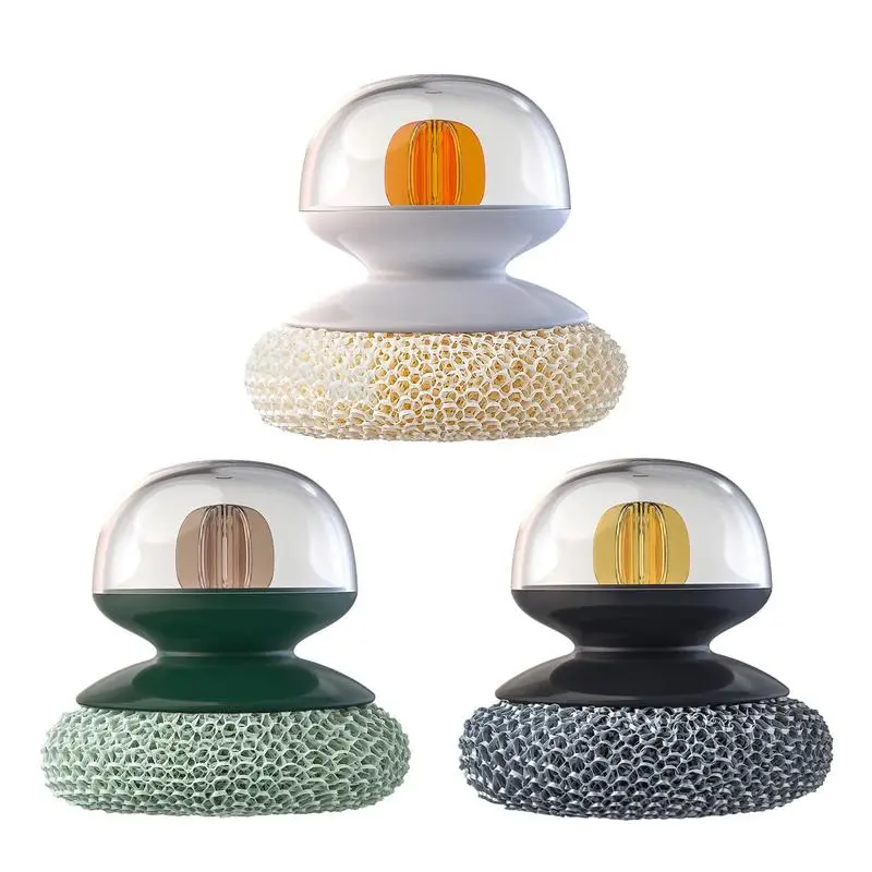 

Kitchen Soap Dispensing Palm Brush Dish Scrubber With Soap Dispenser Multi-Purpose Scrub Scrubber Sponge Pads Ball For Pot Pan