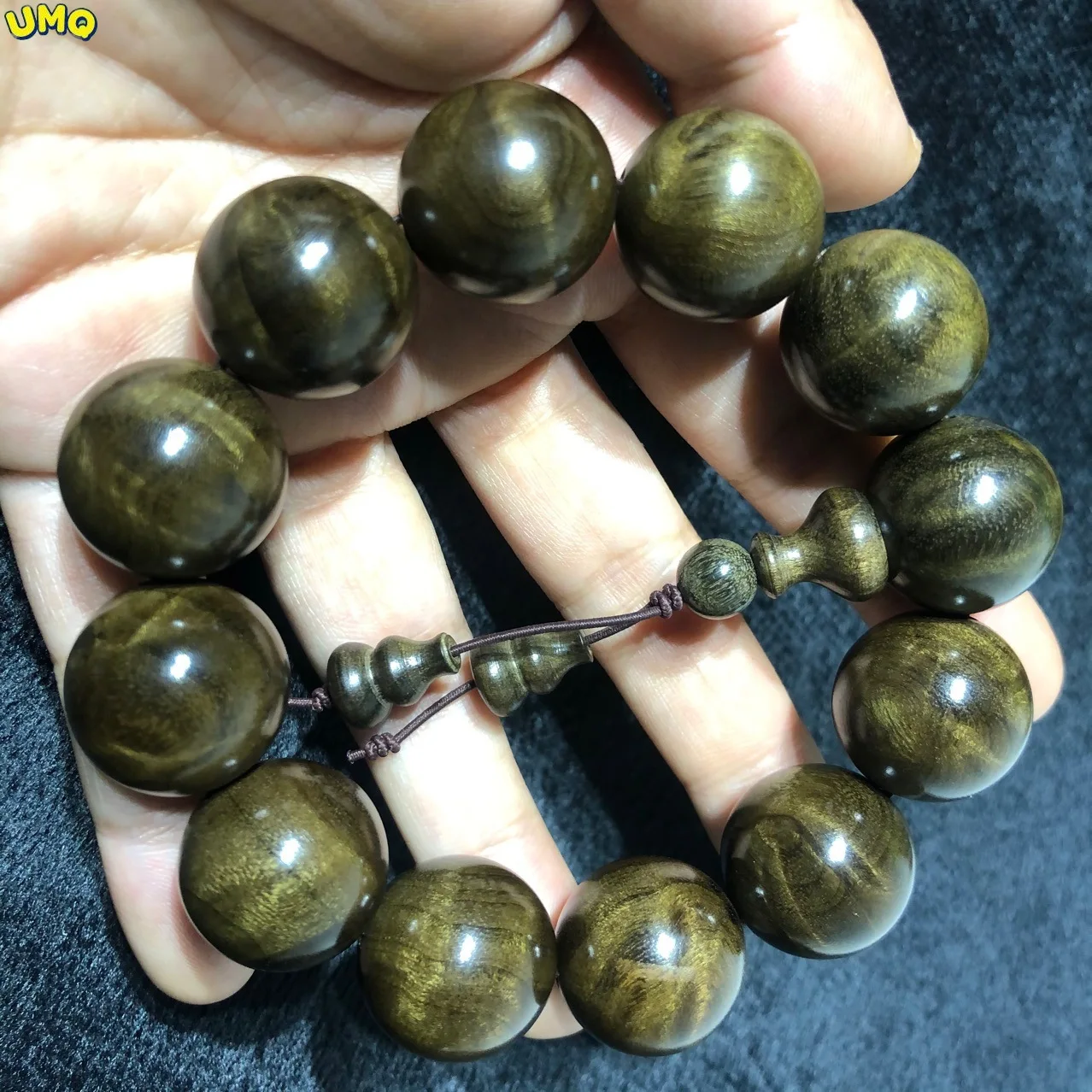 

2.0 Millennium Ebony Bracelet Yinchenmu Buddha Beads Gold Silk Nan Bracelet Wooden Bracelet Wood Carving Handicraft Jewelry