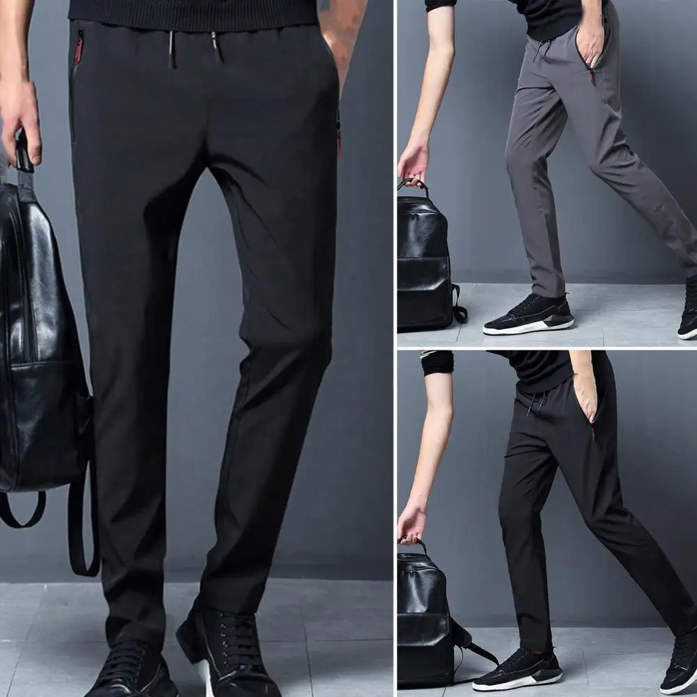 European American Men Stretchy Waist Joggers Summer Casual Breathable Slim Trousers for Outdoor Casual Pants Drawstring Pants