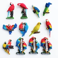 scarlet macaw fridge magnets creative household thermometer parrot fridge stickers home decoration children toys birthday gifts