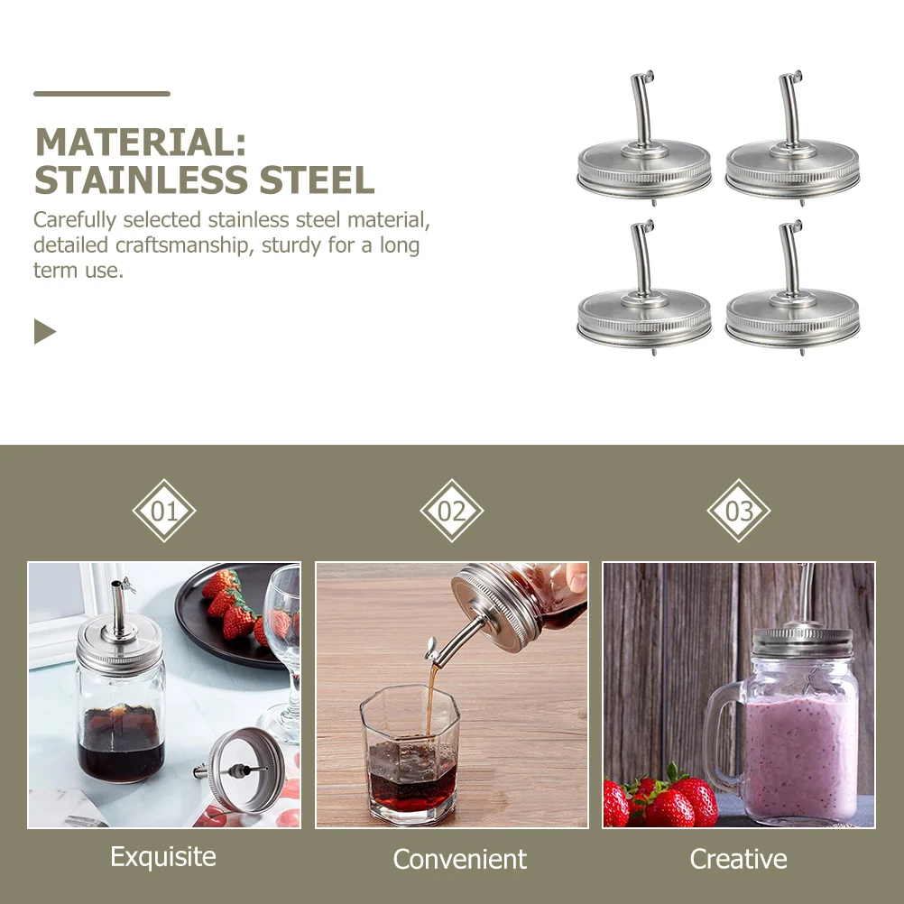 4 шт. крышки для банок Мейсон с насадкой из нержавеющей стали диспенсер