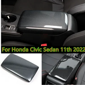ABS Carbon Fiber Car Central Control Storage Box Cover Trim Interior Decoration for Honda Civic 11th 2022 Car Accessories