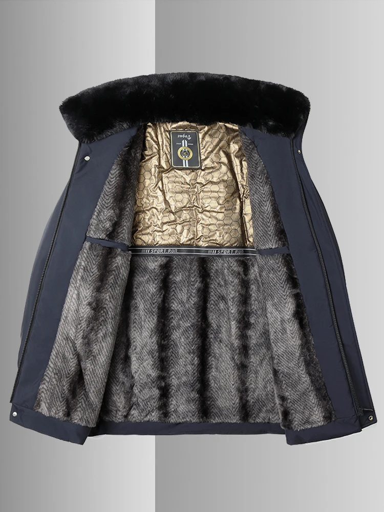 Дятел [Графен для хранения тепла] Осенне-зимний мужской меховой воротник