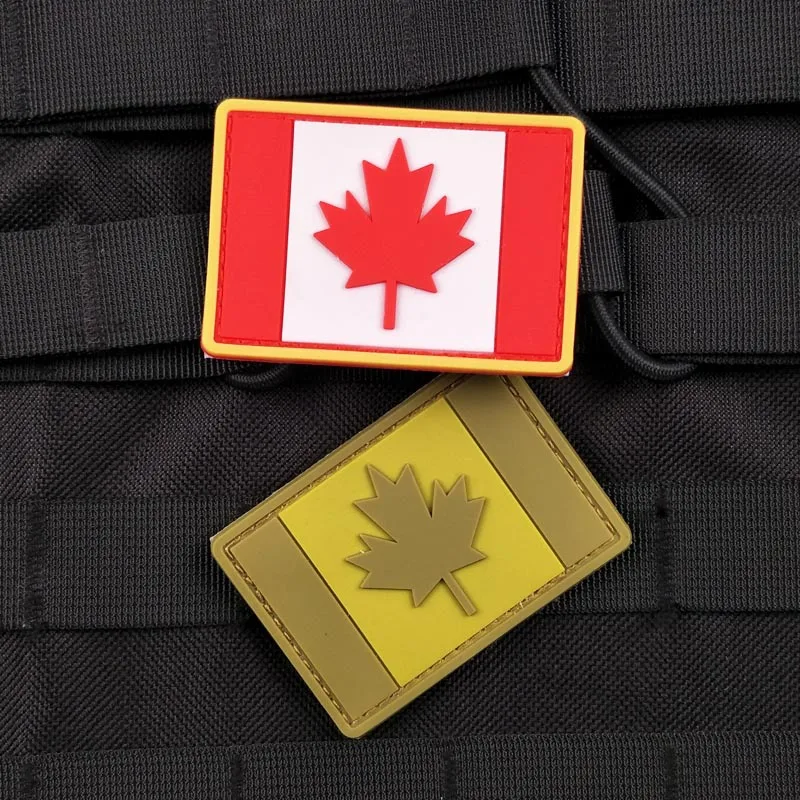 

3D PVC Rubber Patch Canada National Flag Armband Maple Leaf Flag Military Tactical Patch Outdoor Backpack Badge