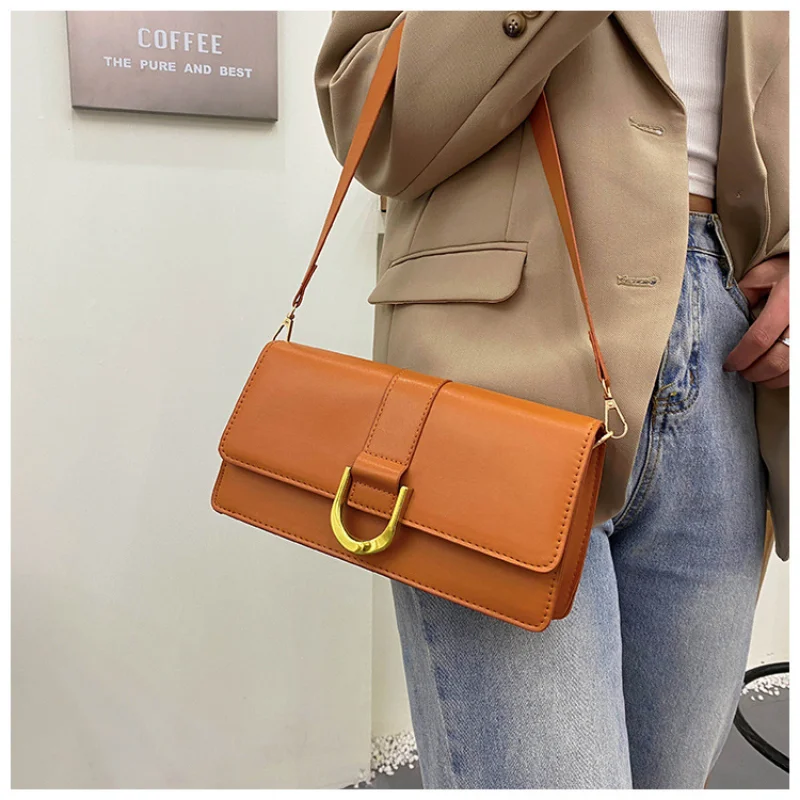 

Women Single Shoulder Underarm Bag Casual Crossbody Handbags New Style Double Shoulder Strap Fashion Bags Pu Leather Solid Bags