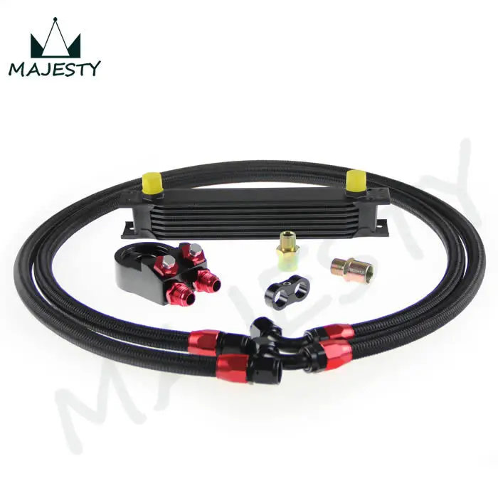 

7 ROW AN10 UNIVERSAL ENGINE TRANSMISSION OIL COOLER british+ FILTER KIT BLACK