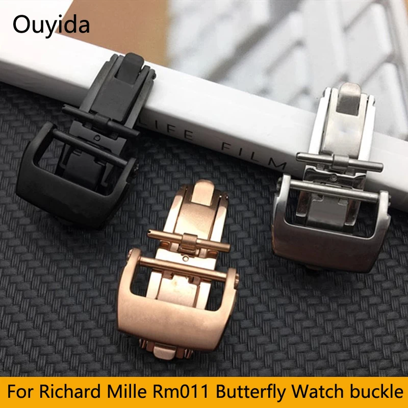 

Solid Stainless steel Buckle 20mm Replace For Richard Watch Mille Folding Clasp RM strap Rubber Watchband Butterfly Buckle
