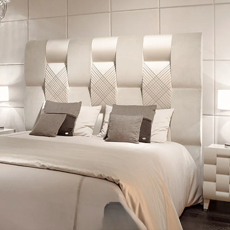 

Светильник Роскошная Современная новая двуспальная кровать, дизайн для основной спальни с 1,8 м простой мебели, большая свадебная кровать