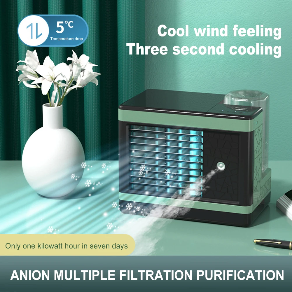 

Portable Mini Air Conditioner Cooling Fan Air Cooler 3 Wind Speeds USB Personal Air Cooling Fan with 240ml Tank for Home Office