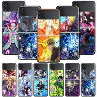 bandai anime naruto funda phone case for samsung galaxy z flip 3 5g luxury zflip3 black pc hard shockproof back cover coque capa