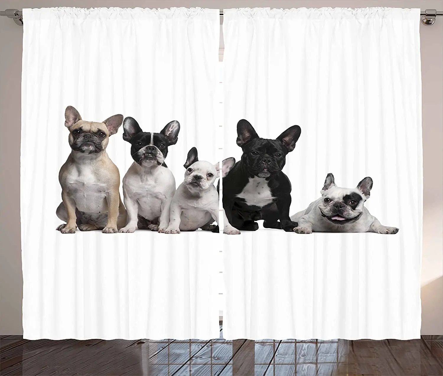 

Bulldog Blackout Curtains Group of Young French Bulldogs with Adorable Expressions Animal Lover Photo Window Curtain