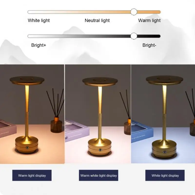 

360 градусов освещения беспроводные настольные лампы противоскользящий дизайн встроенный аккумулятор плавное затемнение прикроватные светильники затемнение сенсорное управление