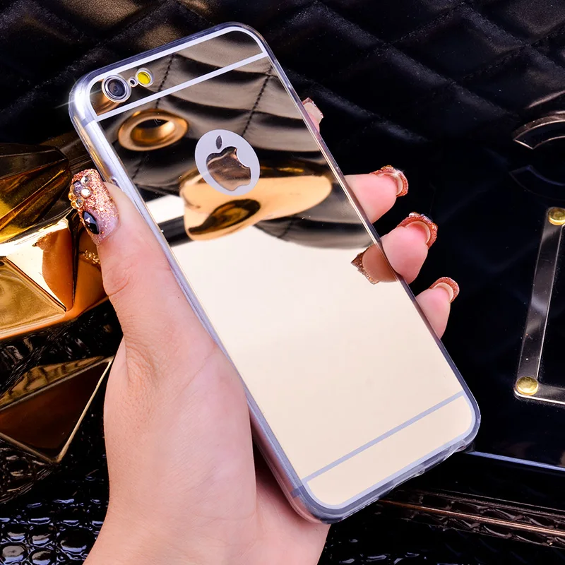 

Luxury Mirror Phone Case for iPhone X Cases for iPhone 4 4S 5 5S 6 6S 7 8 Plus Back Cover Soft TPU Full edge Protection Cases
