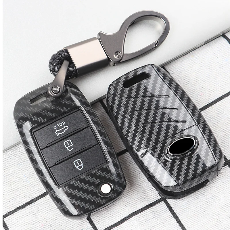 

Car Carbon Fiber Key Case Cover For Kia Rio 3 K2 Ceed Cerato K3 Sportage 4 Picanto K5 Optima Sorento Forte Stinger 2017 2018