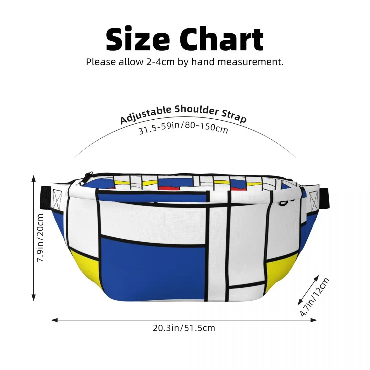 Фото Сумка-бананка через плечо Mondrian Minimalist De Stijl Modern Art II Fatfatin для мужчин и женщин, регулируемая поясная сумка, чехол для телефона, нагрудная сумка №4