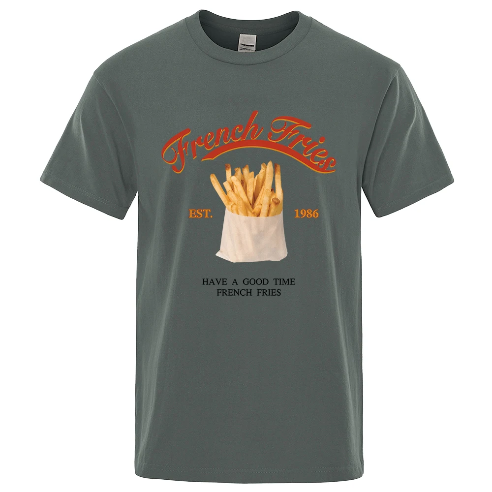 Футболка с изображением картофеля фри Est 1986 мужские хлопковые футболки оверсайз