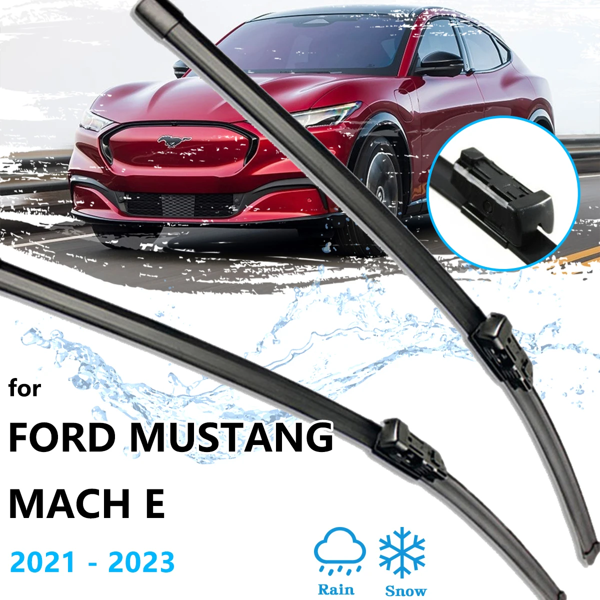 

2x For Ford Mustang Mach E 2021 2022 Rubber Strip Refill Front Wiper Blades Window Windshield Windscreen Brushes Cleaning Parts