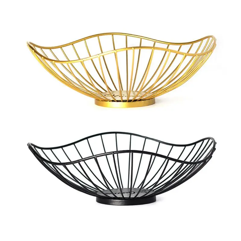 

Kitchen Decorative Modern Fruit Bowl Gold Metal Wire for Countertop or Dining Room Table Space Saving Multifunctional