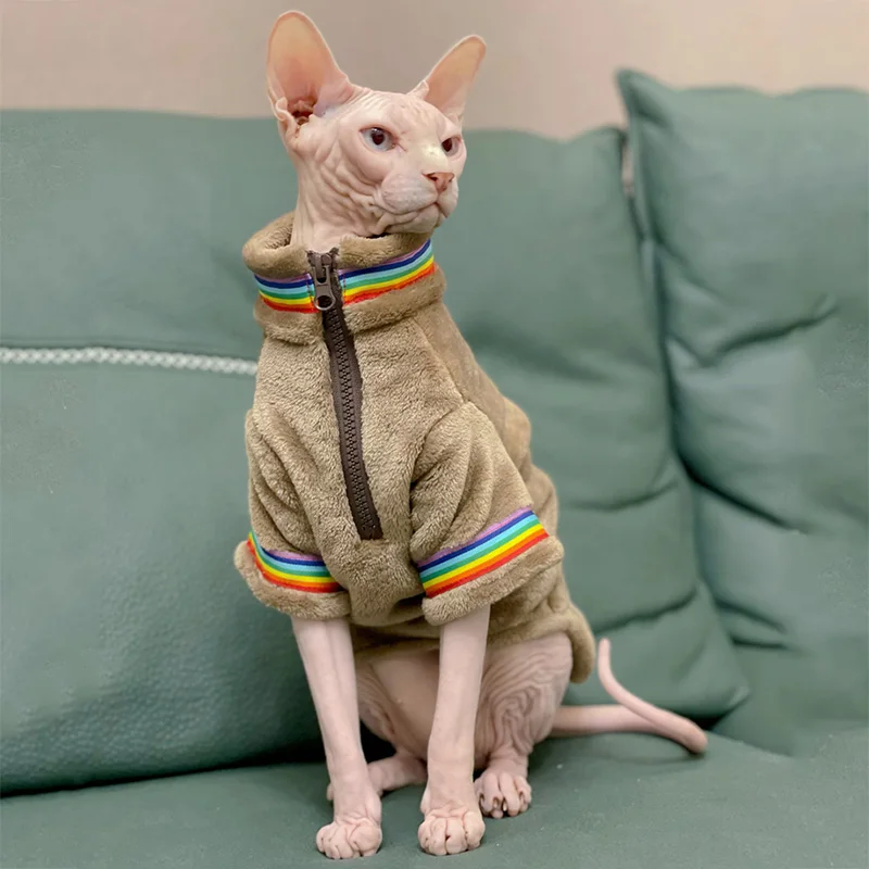 Sphinx hairless cat clothes Winter Kitten Outfits Thickened Double-sided Velvet Sphynx Cat Clothes for Conis Devon Rex