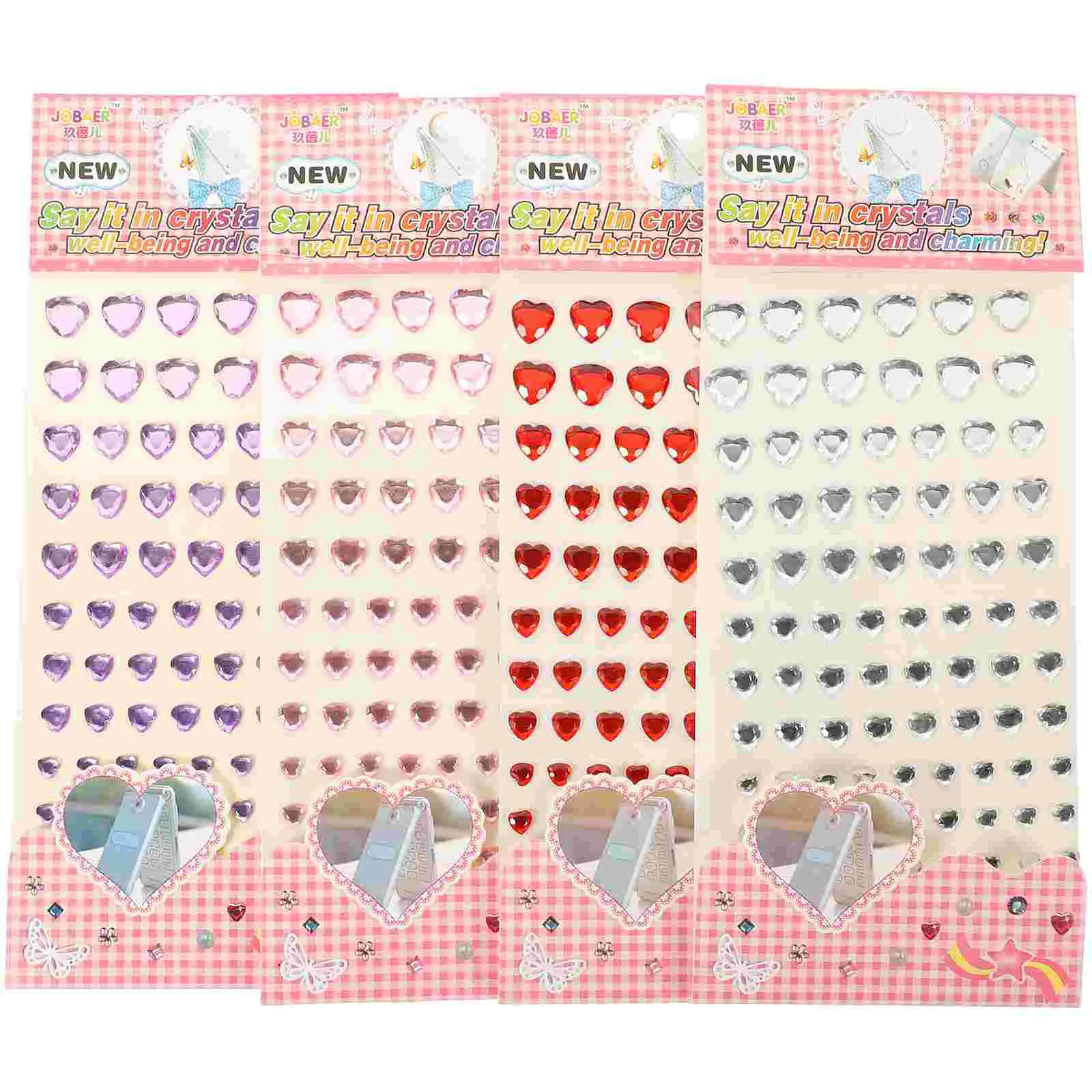 

4 Sheets Gems Sticker Gems Kids Craft Stickers Ornament Crafts DIY Crystal Drill Stickers Letter Jewel Stickers