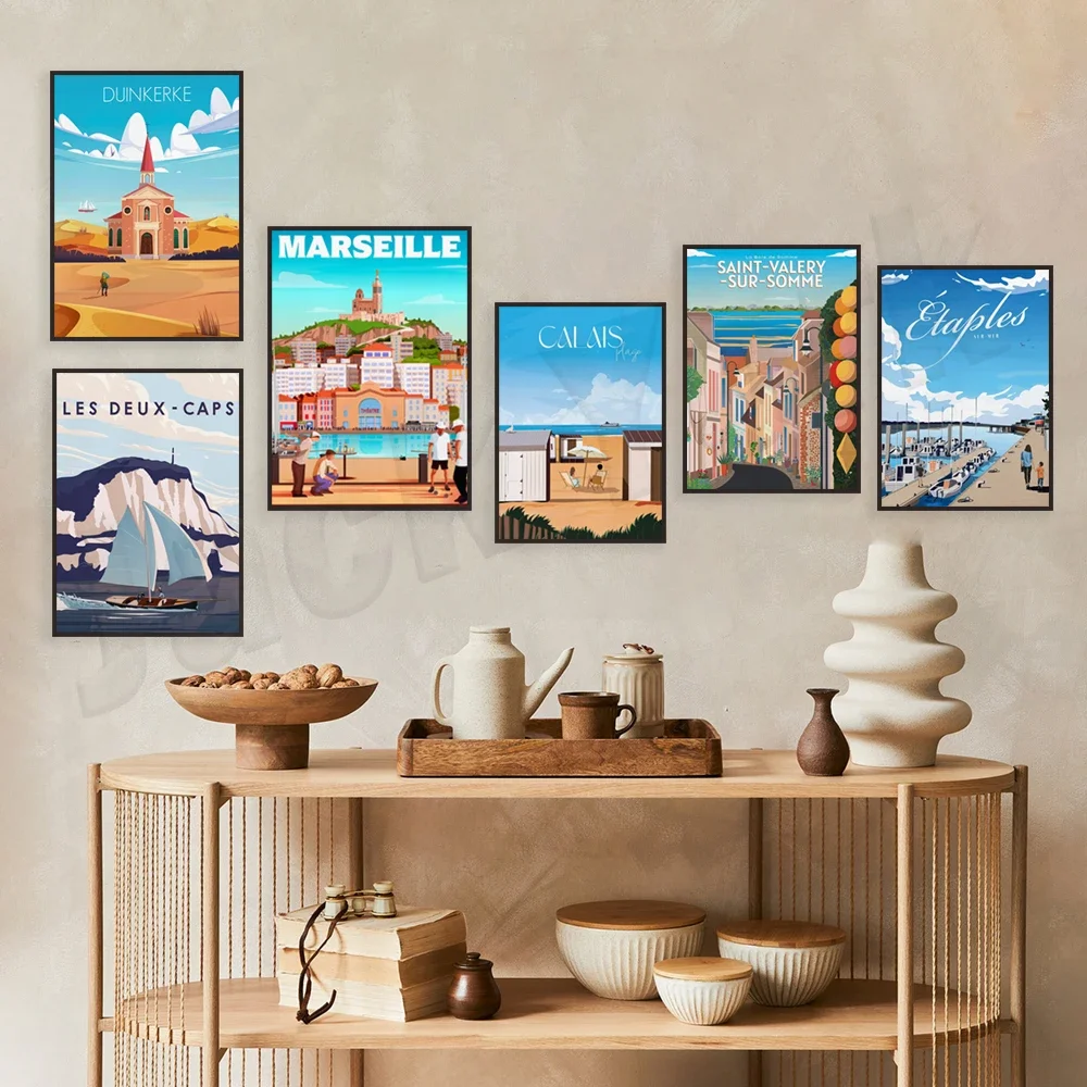 Boulogne-sur-Mer Mont Suomi-sur-Mer Saint-Valery-sur-Somme La Rochelle Wimereux Beach Марсель Graveline дорожный постер