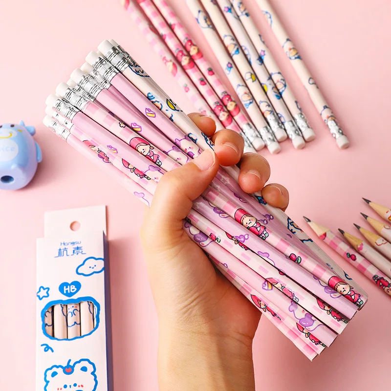 

10 Packs Cartoon Boxed Pencil Primary School Students Writing Painting Sketch Pen Student Stationery HB Pencil with Eraser