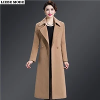 womens autumn overcoat for women cashmere trench coat ladies turn down windbreakers winter outerwear red blue khaki purple