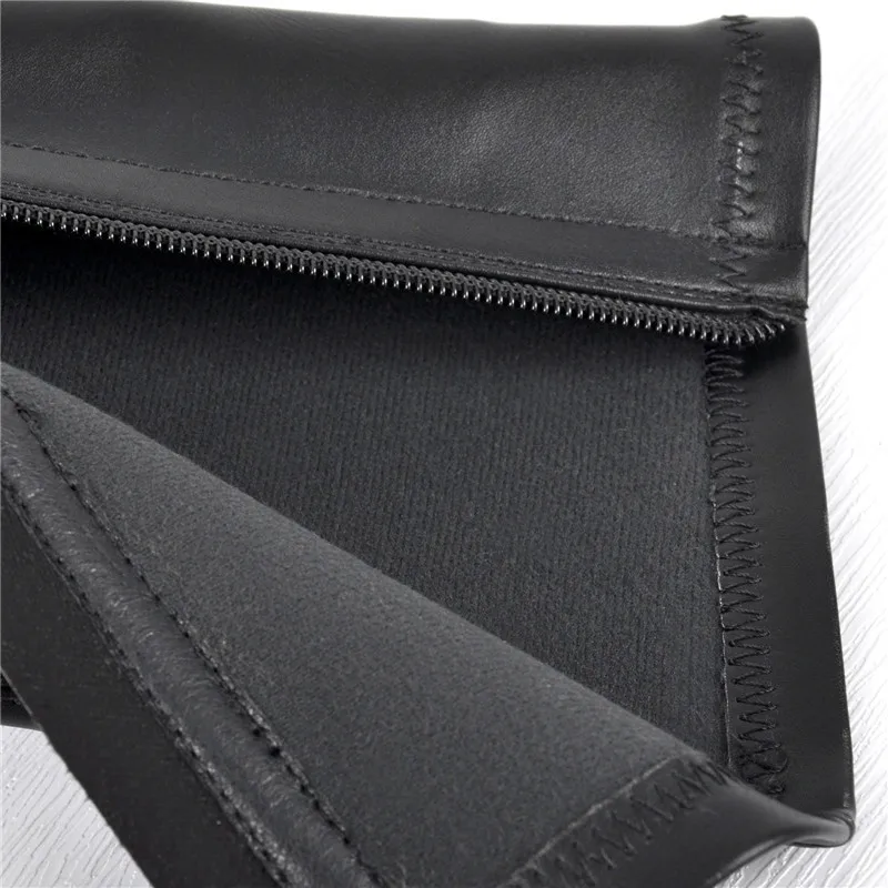 Onlymaker Women's Wedge Black Platform Zip Up Mid-Calf Boots  Ankel Boots Soft Leather For Party Dress Lady Matte Booties