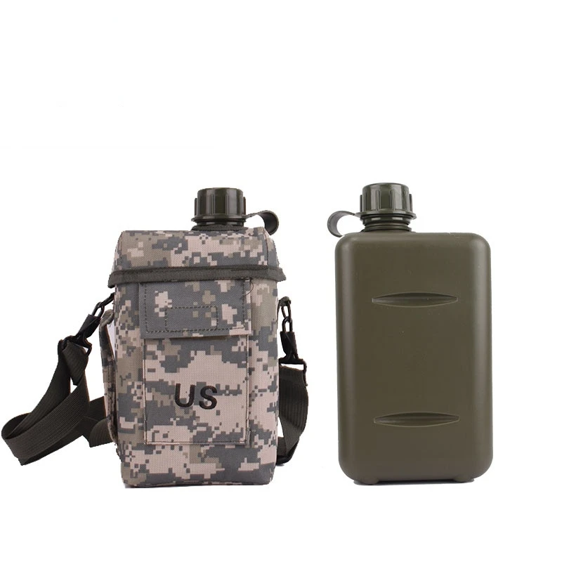 Уличная портативная камуфляжная бутылка для воды большой объем 2 л с ремешком и
