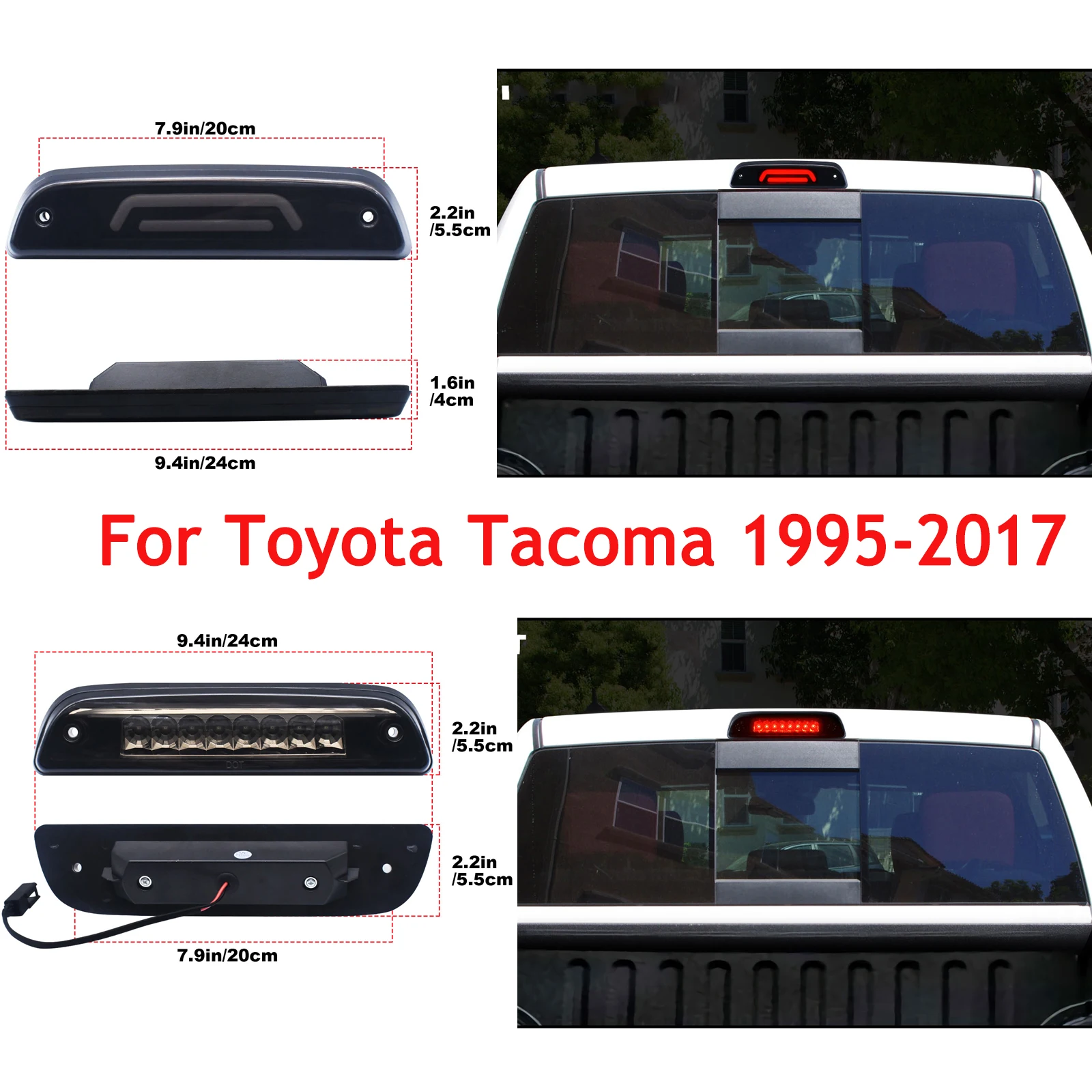 Фото Для Toyota Tacoma 1995-2017 дымчатый светодиодный 3-й третий стоп-сигнал, задний грузовой фонарь с высоким креплением, задний фонарь для пикапа, задние стоп-сигналы №4