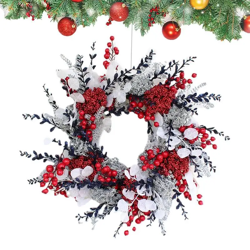 

Winter Holiday Wreath Artificial Red Berry Wreath Front Door Decor Farmhouse Style Holiday Supplies Reusable For Window Front