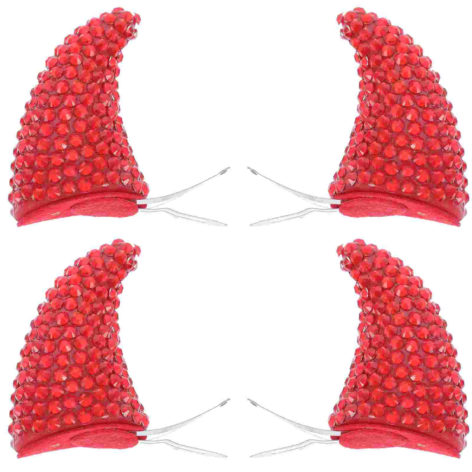 

4 Pcs Halloween Hair Clips Make Headband Ox Horn Headpin Red Hairpin Rhinestones