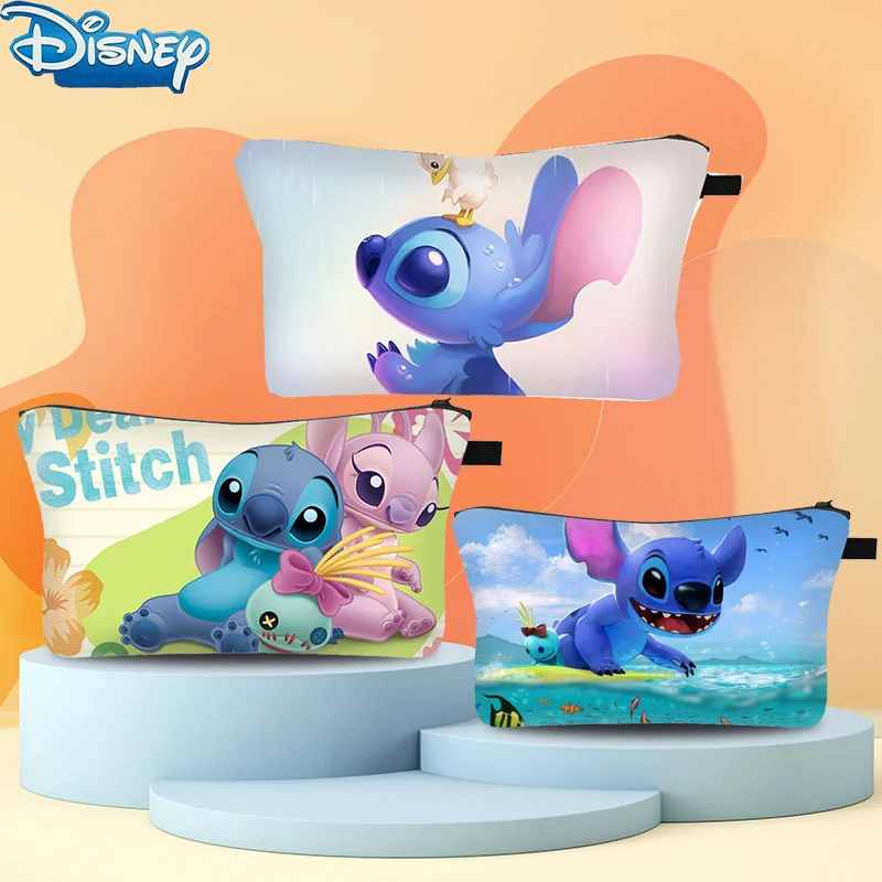 

Disney Women's Makeup Bag Anime Lilo & Stitch Print Cosmetic Storage Bag Multifunction Card Holders for Girls Cotton Purse